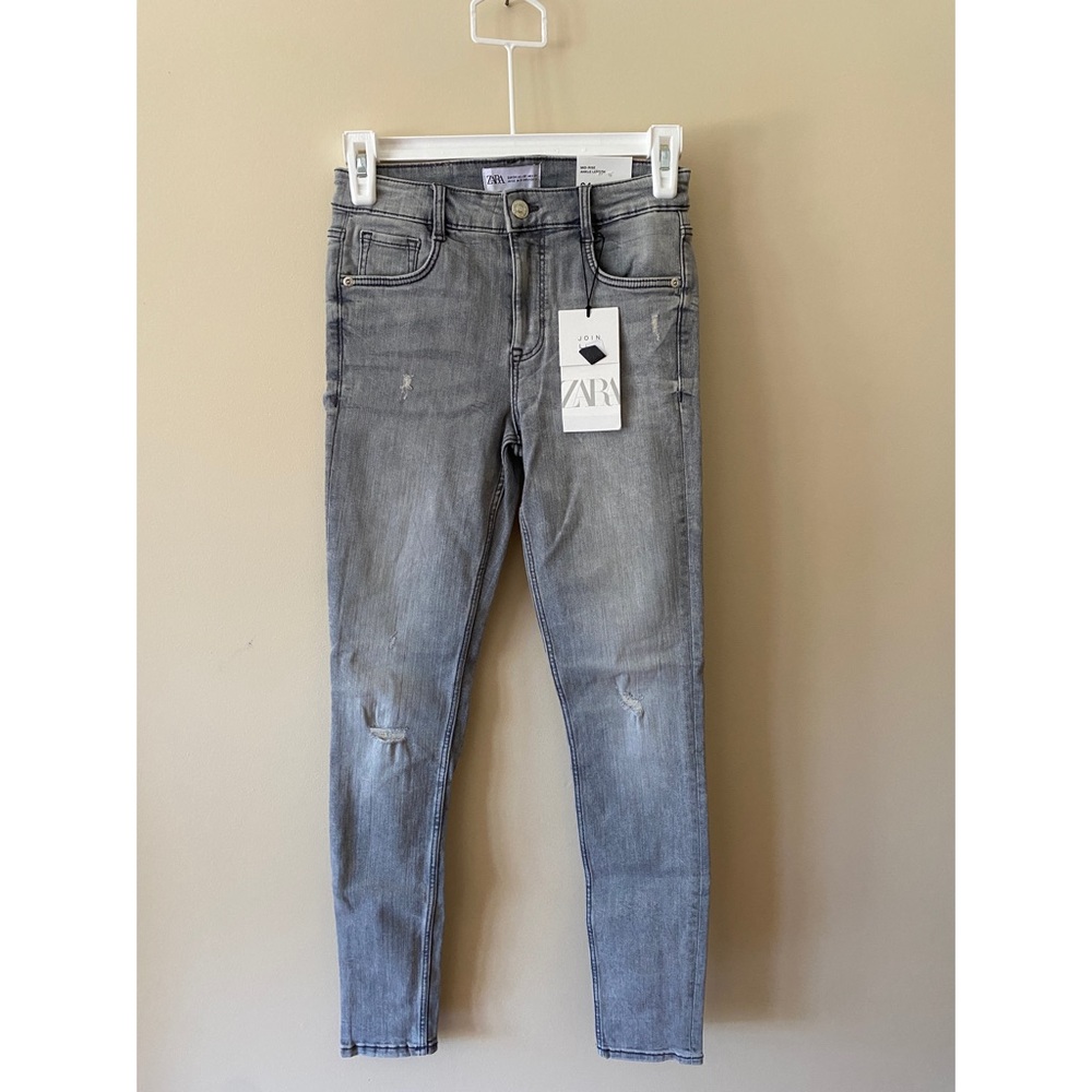NWT Zara Gray Washed Denim Skinny Jeans Stretch